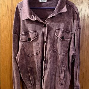Zenana Outfitters Vintage Wash Purple Jean Jacket